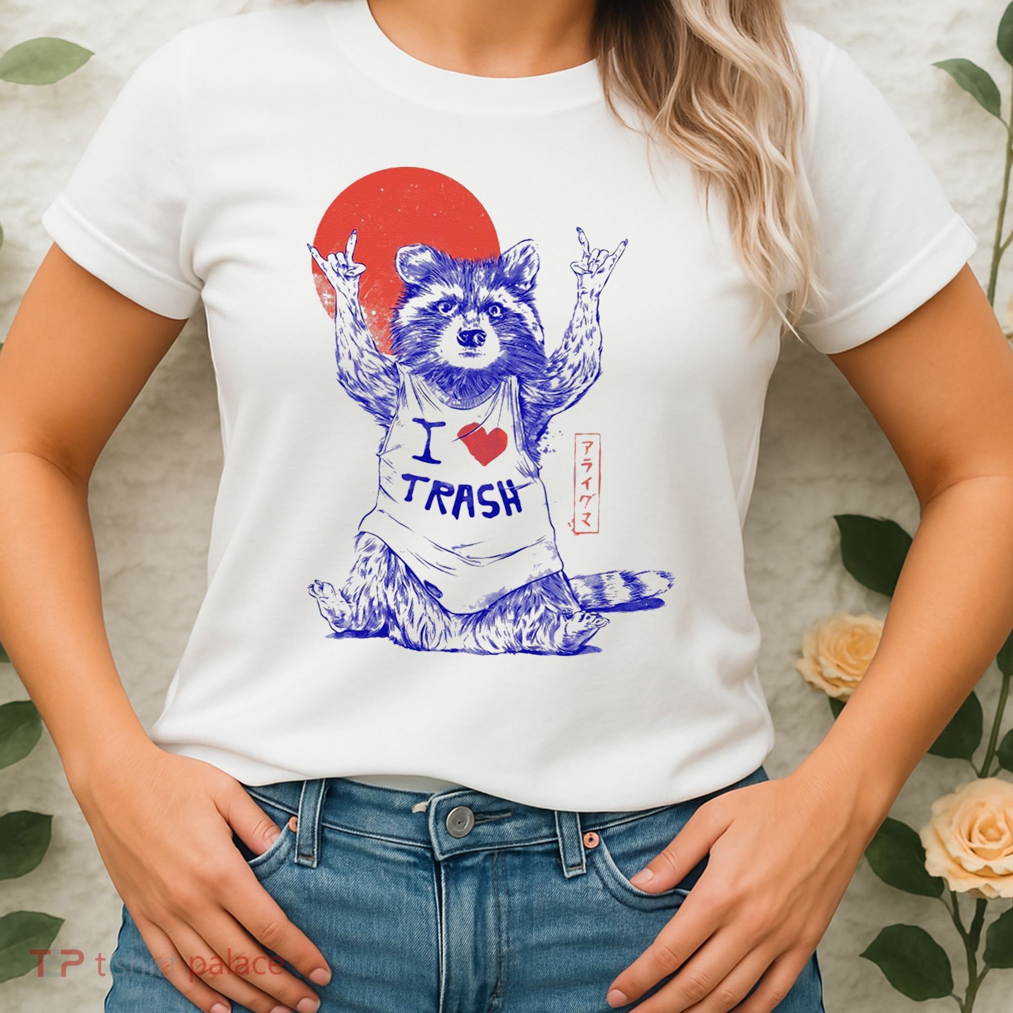 Raccoon I Love Trash Japanese Samurai Garbage Gang Women's T-Shirt