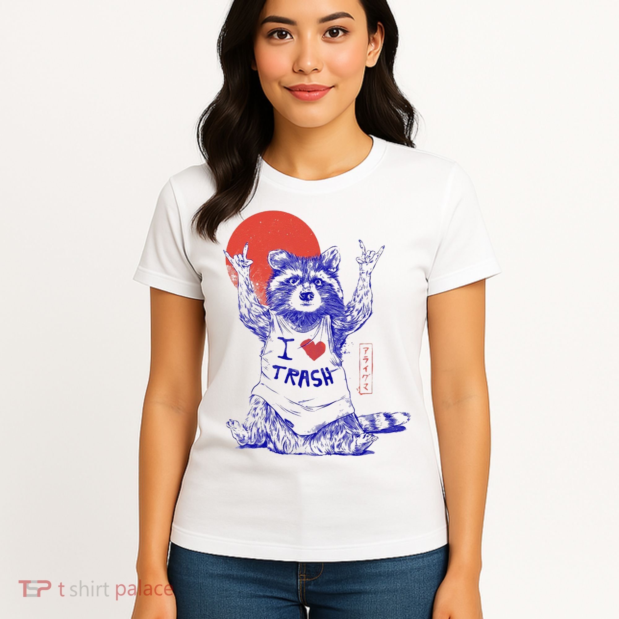 Raccoon I Love Trash Japanese Samurai Garbage Gang Women's T-Shirt
