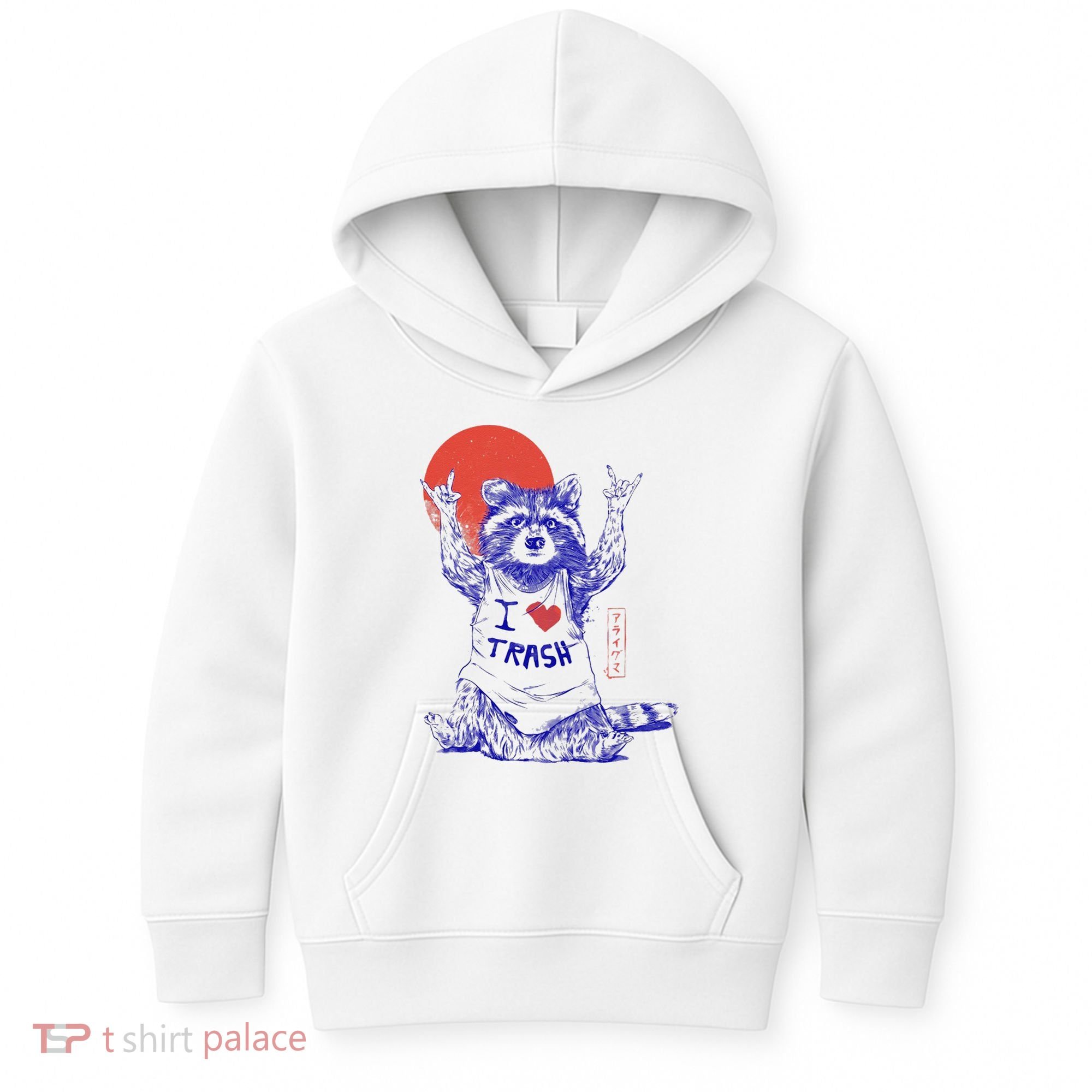 Raccoon I Love Trash Japanese Samurai Garbage Gang Kids Hoodie