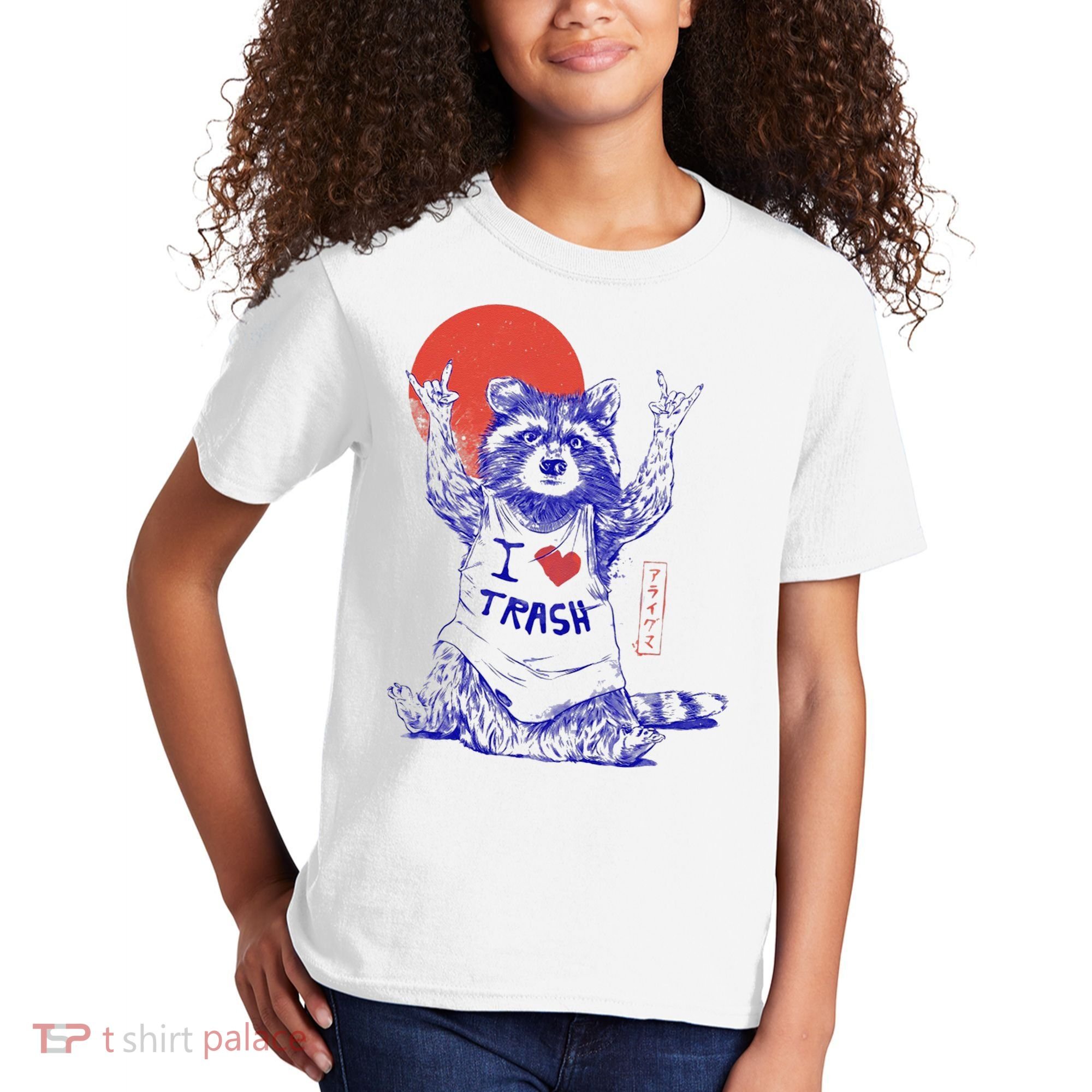 Raccoon I Love Trash Japanese Samurai Garbage Gang Kids T-Shirt