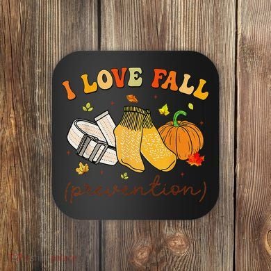 Retro I Love Fall Prevention Fall Physical Therapy Groovy Coaster
