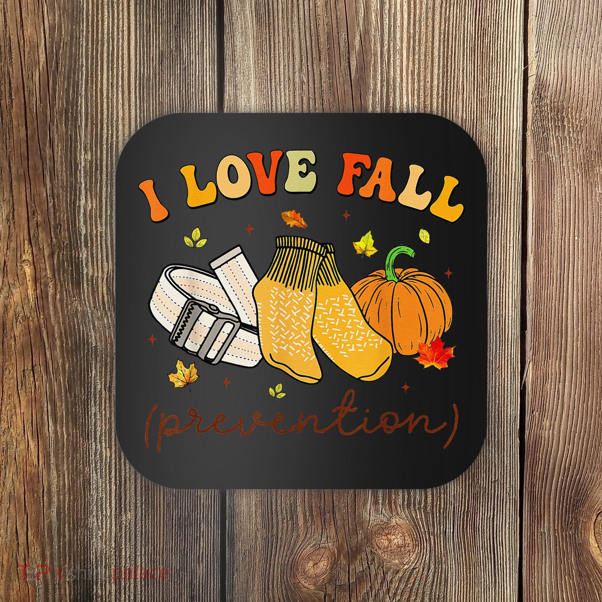 Retro I Love Fall Prevention Fall Physical Therapy Groovy Coaster
