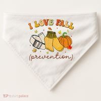 Retro I Love Fall Prevention Fall Physical Therapy Groovy USA-Made Doggie Bandana thumb 0