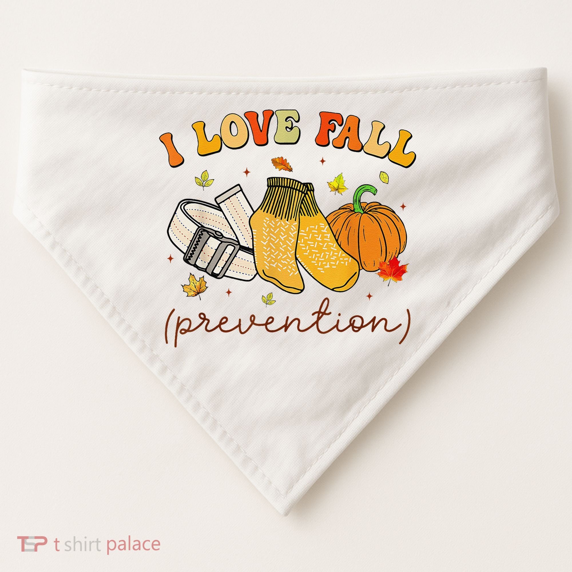 Retro I Love Fall Prevention Fall Physical Therapy Groovy USA-Made Doggie Bandana