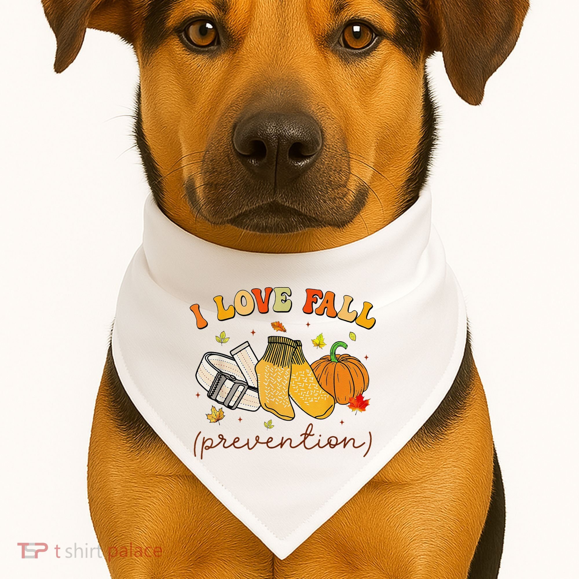 Retro I Love Fall Prevention Fall Physical Therapy Groovy USA-Made Doggie Bandana