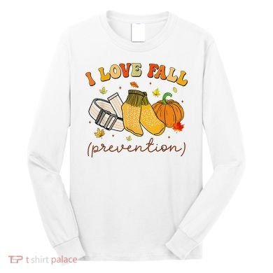 Retro I Love Fall Prevention Fall Physical Therapy Groovy Long Sleeve Shirt