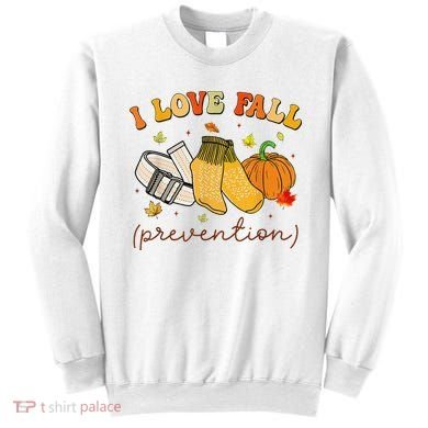 Retro I Love Fall Prevention Fall Physical Therapy Groovy Sweatshirt