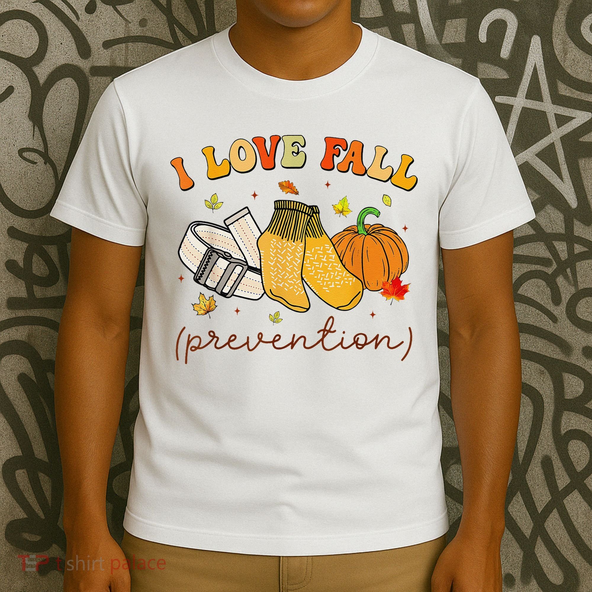 Retro I Love Fall Prevention Fall Physical Therapy Groovy T-Shirt