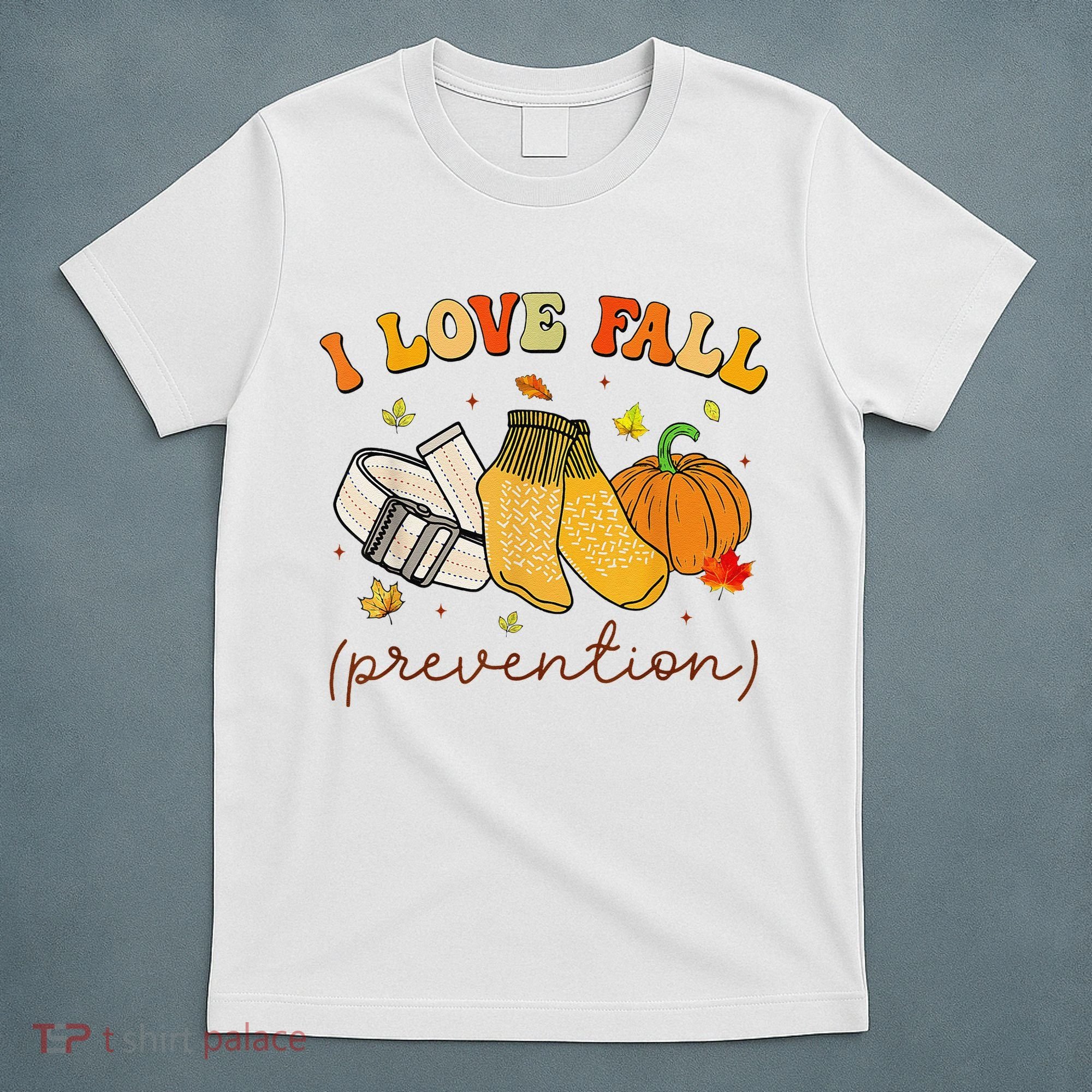 Retro I Love Fall Prevention Fall Physical Therapy Groovy T-Shirt