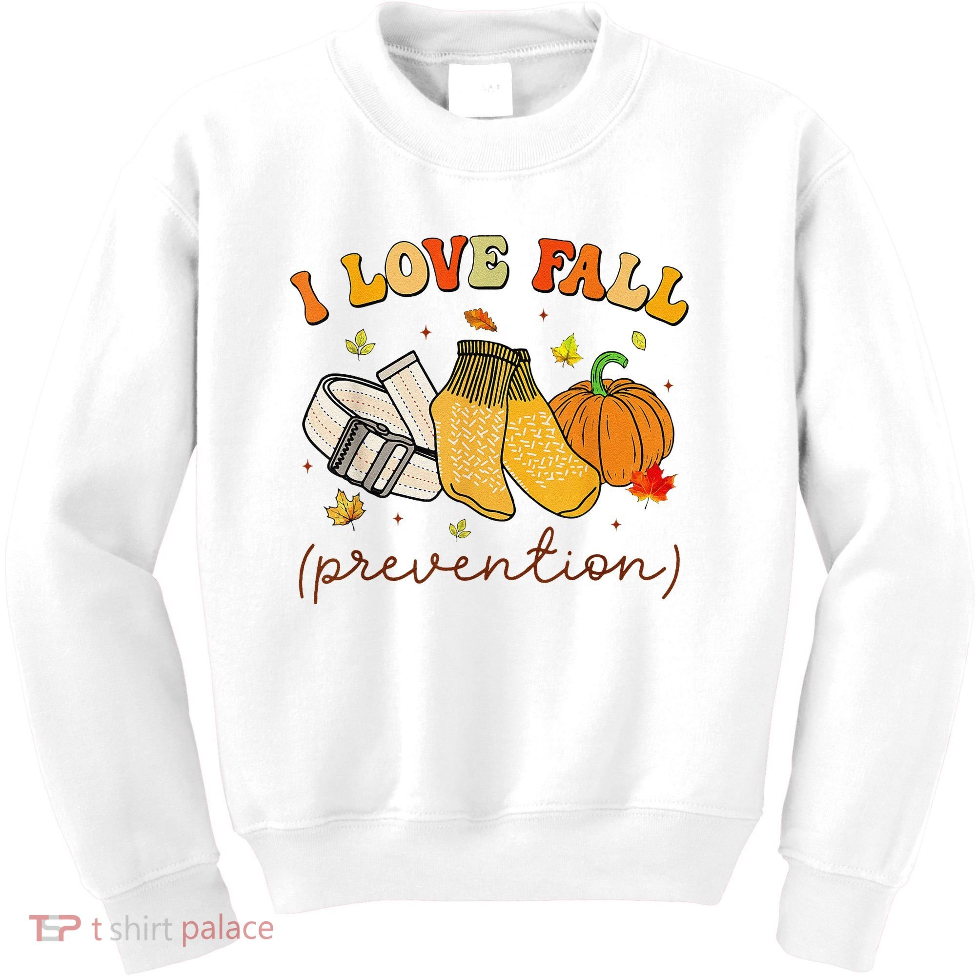 Retro I Love Fall Prevention Fall Physical Therapy Groovy Kids Sweatshirt