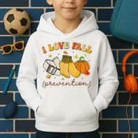 Retro I Love Fall Prevention Fall Physical Therapy Groovy Kids Hoodie thumb 2