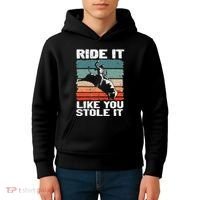 Ride It Like You Stole It Rodeo Bull Riding Cowboy Kids Hoodie thumb 4