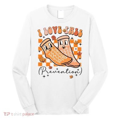 Retro I Love Fall Prevention Thanksgiving Nurse Ot Slp Pta Long Sleeve Shirt