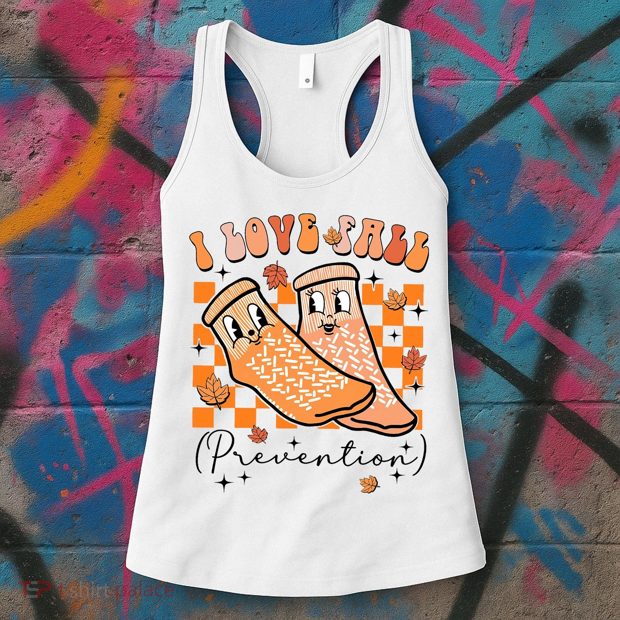 Retro I Love Fall Prevention Thanksgiving Nurse Ot Slp Pta Women's Tank Top
