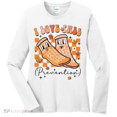 Retro I Love Fall Prevention Thanksgiving Nurse Ot Slp Pta Women's Long Sleeve Shirt