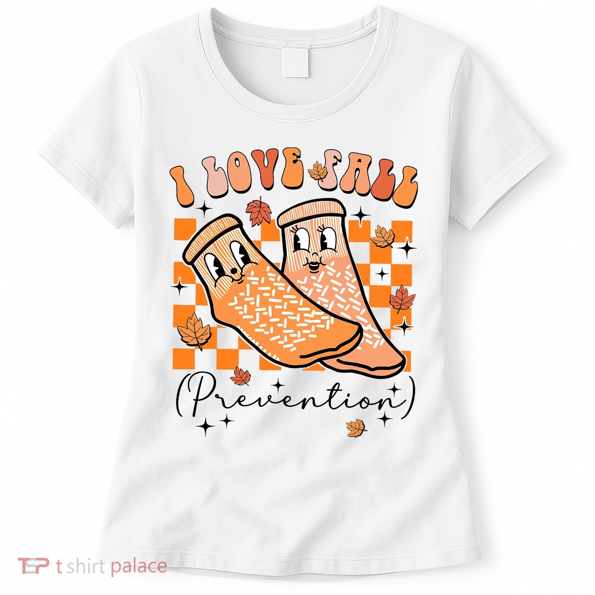Retro I Love Fall Prevention Thanksgiving Nurse Ot Slp Pta Women's T-Shirt