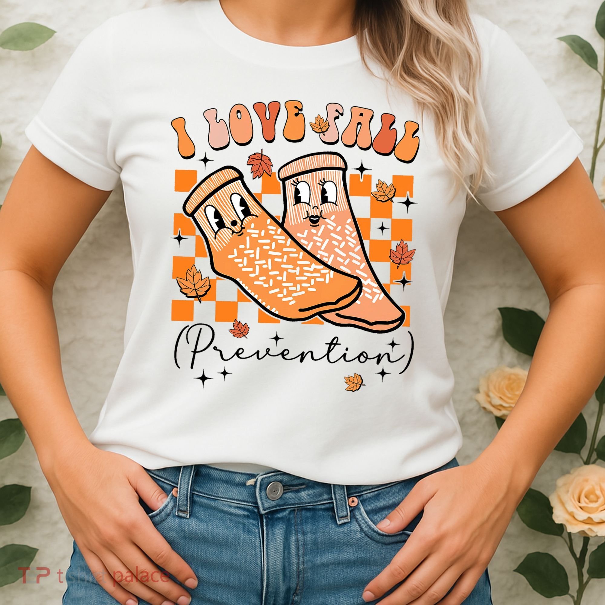 Retro I Love Fall Prevention Thanksgiving Nurse Ot Slp Pta Women's T-Shirt