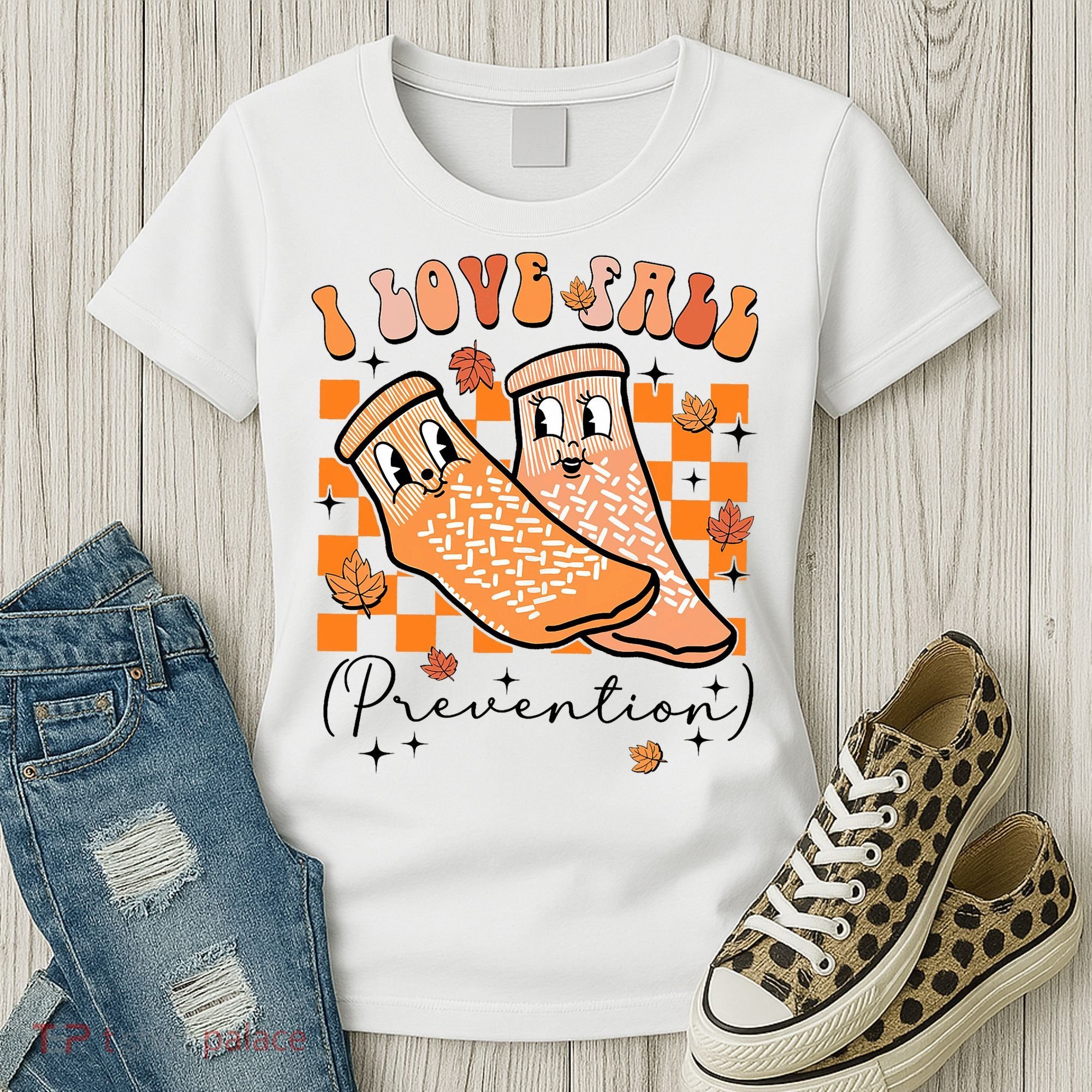 Retro I Love Fall Prevention Thanksgiving Nurse Ot Slp Pta Women's T-Shirt