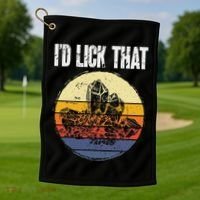 Rockhound ID Lick That Retro Geology Rock Collecting Golf Towel thumb 1