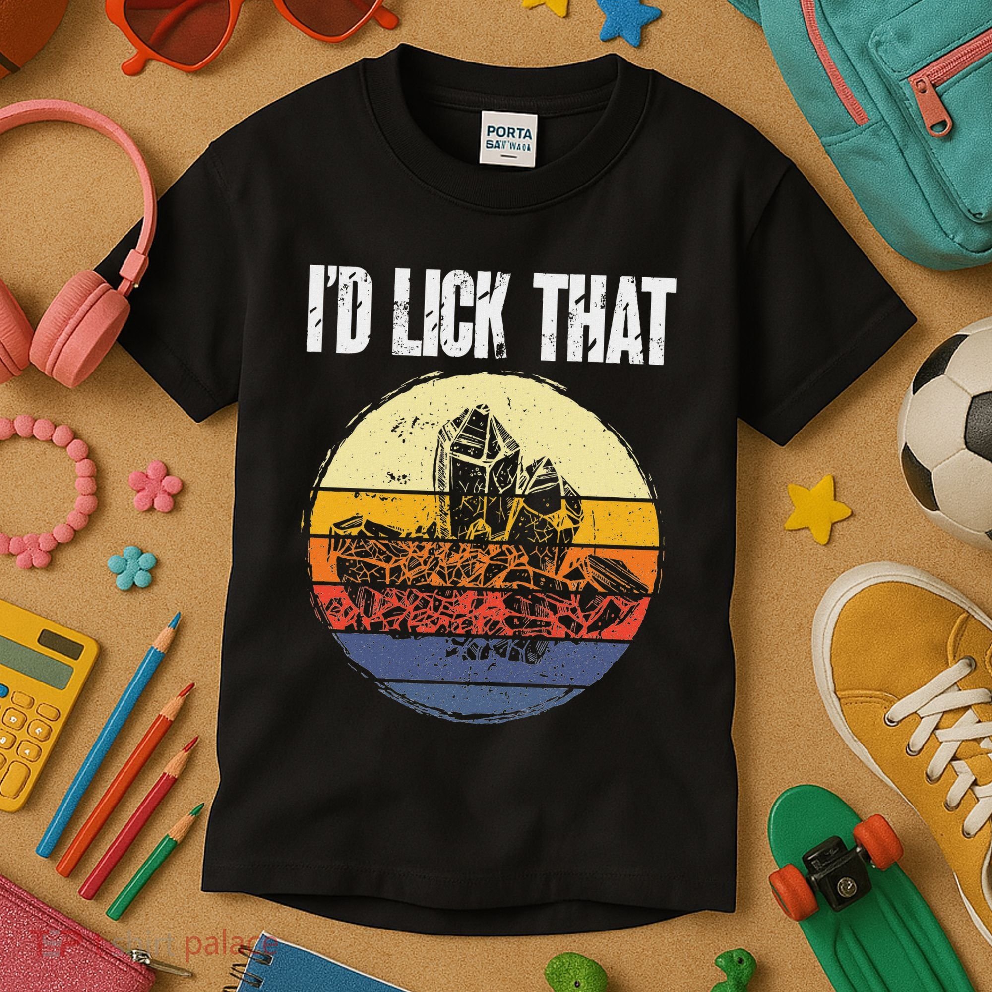 Rockhound ID Lick That Retro Geology Rock Collecting Kids T-Shirt