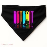 Retro I Love Detroit Michigan Skyline USA-Made Doggie Bandana thumb 0