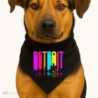 Retro I Love Detroit Michigan Skyline USA-Made Doggie Bandana thumb 1