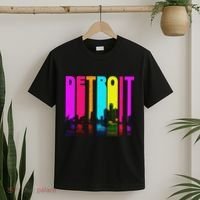 Retro I Love Detroit Michigan Skyline T-Shirt thumb 2