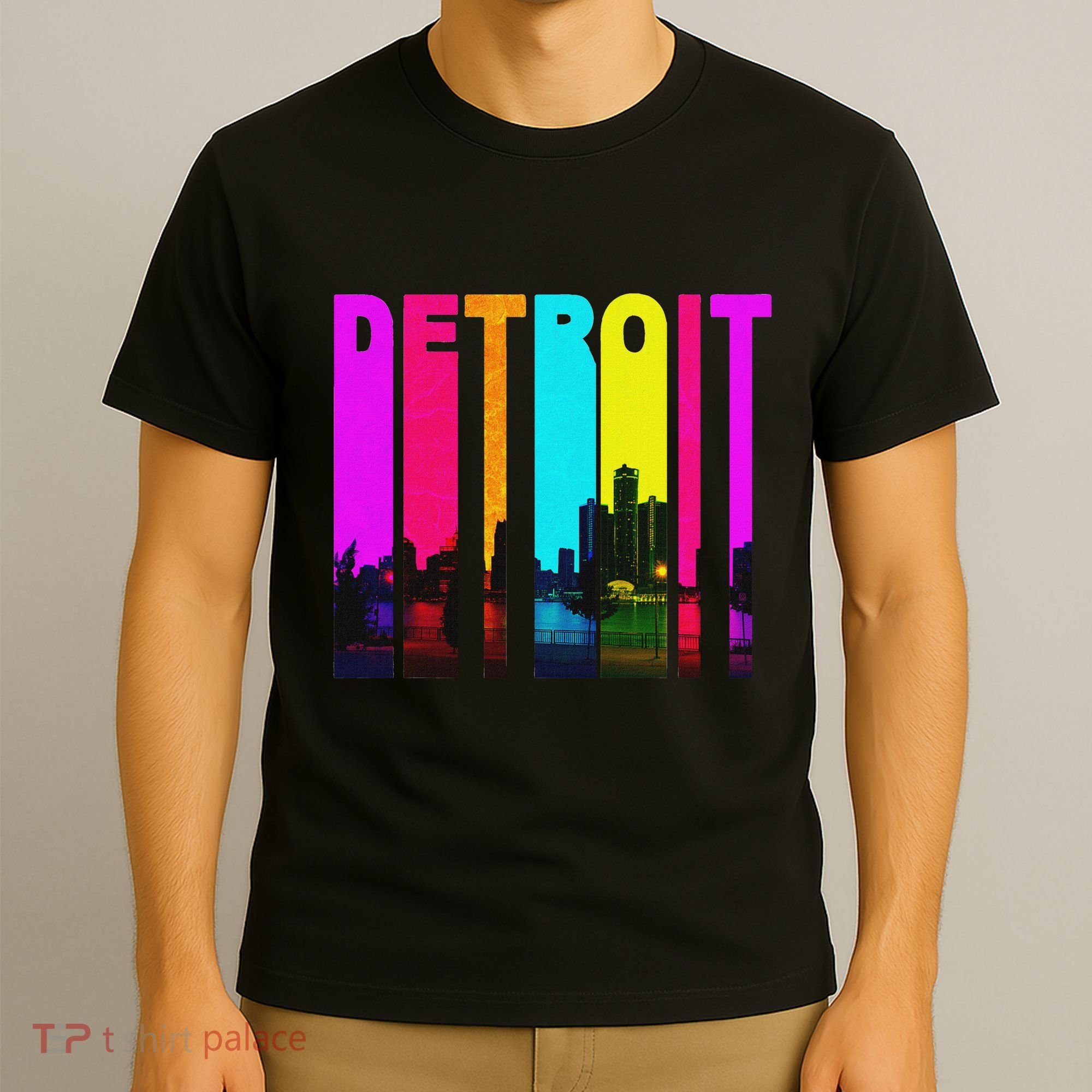 Retro I Love Detroit Michigan Skyline T-Shirt