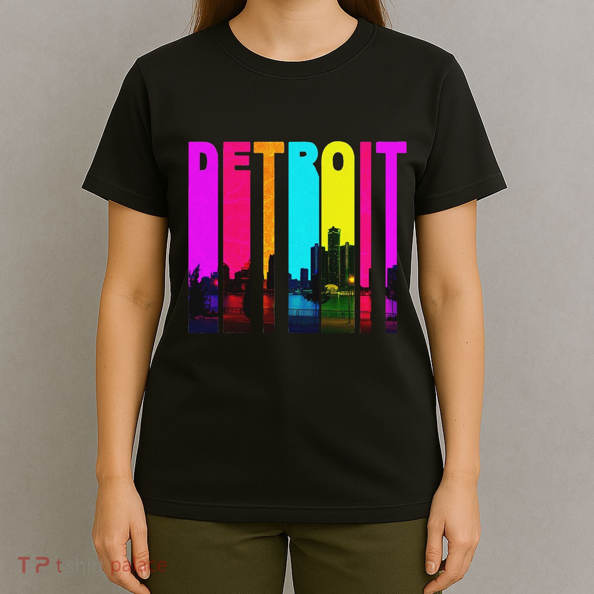 Retro I Love Detroit Michigan Skyline T-Shirt