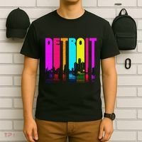 Retro I Love Detroit Michigan Skyline T-Shirt thumb 6