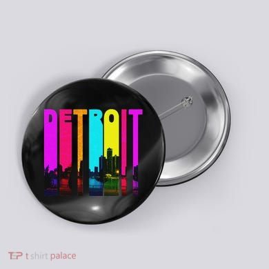 Retro I Love Detroit Michigan Skyline Button