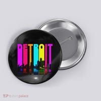 Retro I Love Detroit Michigan Skyline Button thumb 0