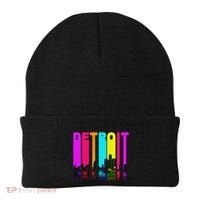 Retro I Love Detroit Michigan Skyline Beanie thumb 0