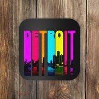 Retro I Love Detroit Michigan Skyline Coaster thumb 0