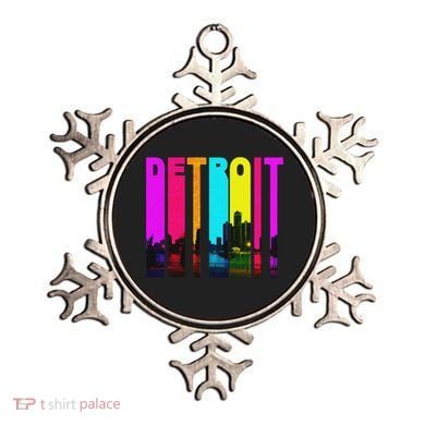 Retro I Love Detroit Michigan Skyline Ornament