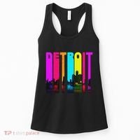Retro I Love Detroit Michigan Skyline Women's Tank Top thumb 0