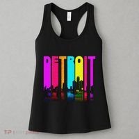 Retro I Love Detroit Michigan Skyline Women's Tank Top thumb 3