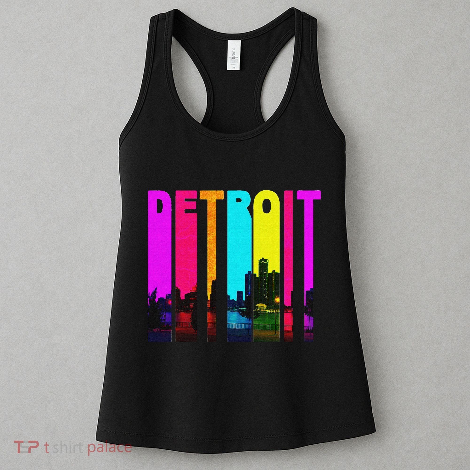 Retro I Love Detroit Michigan Skyline Women's Tank Top