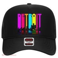 Retro I Love Detroit Michigan Skyline Hat thumb 0