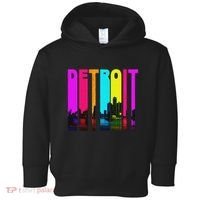 Retro I Love Detroit Michigan Skyline Toddler Hoodie thumb 0