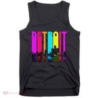 Retro I Love Detroit Michigan Skyline Tank Top thumb 0