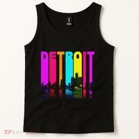 Retro I Love Detroit Michigan Skyline Tank Top thumb 2