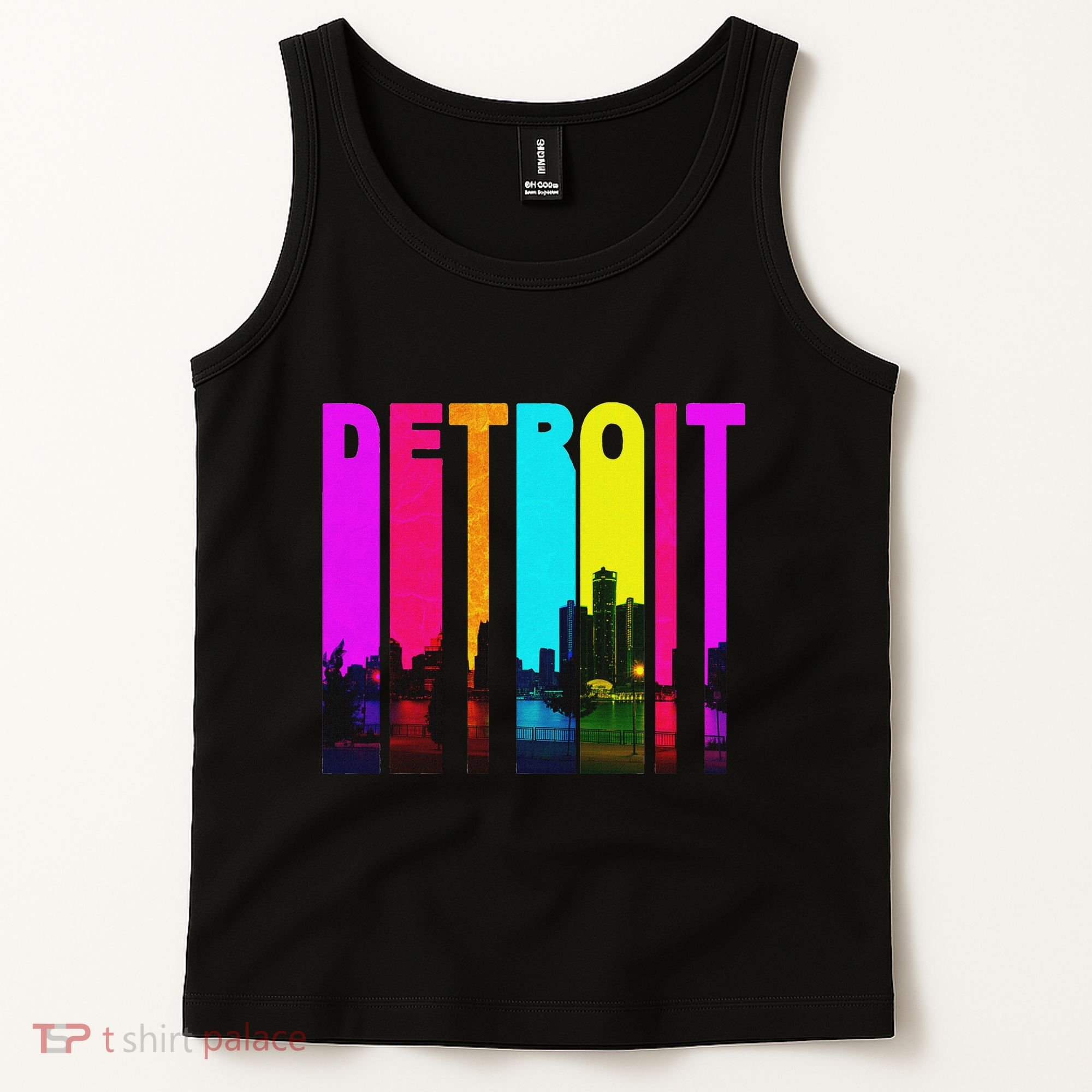 Retro I Love Detroit Michigan Skyline Tank Top