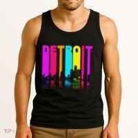 Retro I Love Detroit Michigan Skyline Tank Top thumb 3