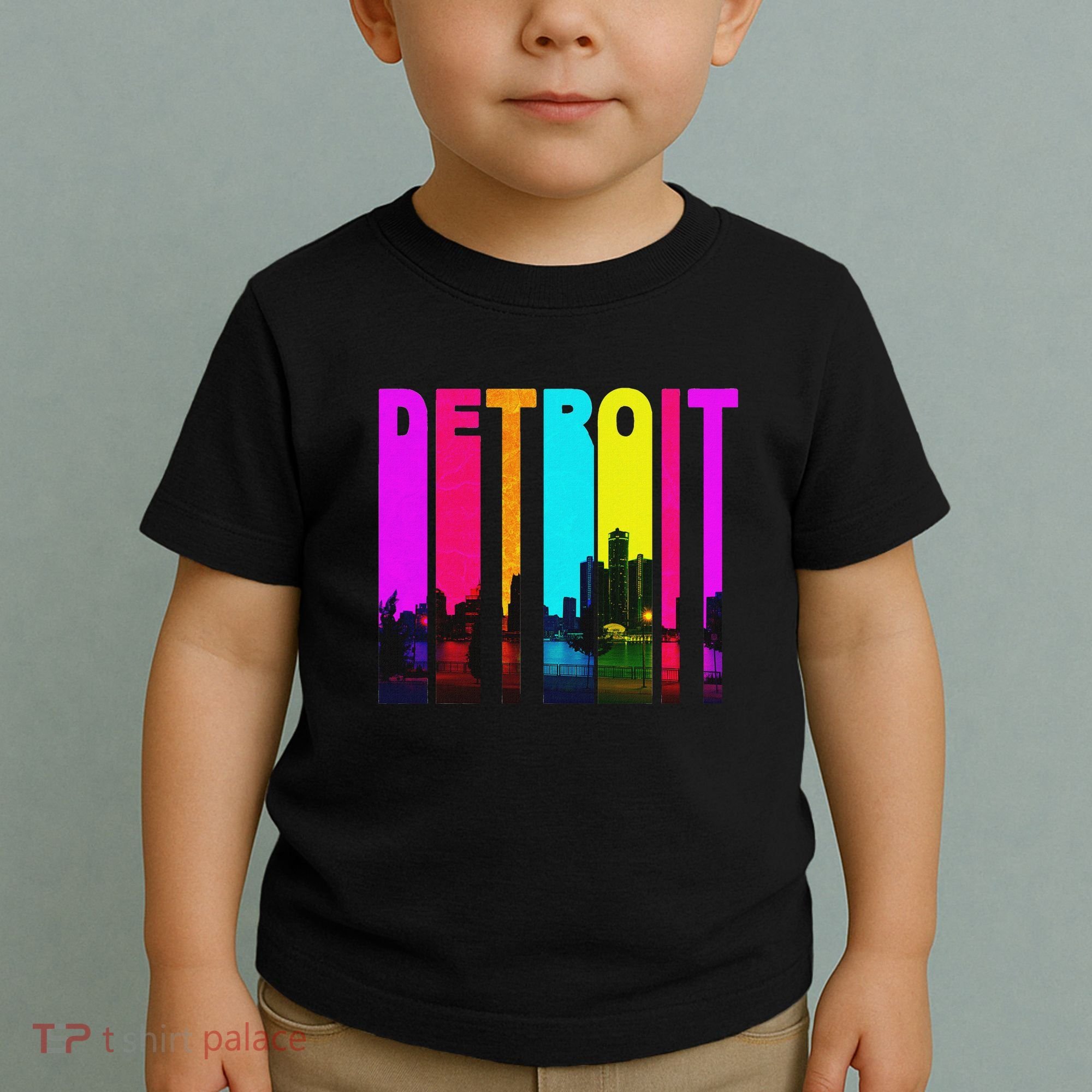 Retro I Love Detroit Michigan Skyline Toddler T-Shirt