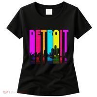 Retro I Love Detroit Michigan Skyline Women's T-Shirt thumb 0