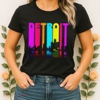 Retro I Love Detroit Michigan Skyline Women's T-Shirt thumb 2