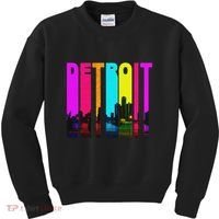 Retro I Love Detroit Michigan Skyline Kids Sweatshirt thumb 0