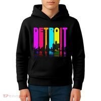 Retro I Love Detroit Michigan Skyline Kids Hoodie thumb 4