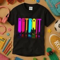 Retro I Love Detroit Michigan Skyline Kids T-Shirt thumb 3